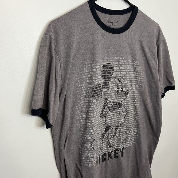 Mickey Mouse Mens Graphic Disney T Shirt Gray Short Sleeve Medium Spell Out VGC - Picture 2 of 9